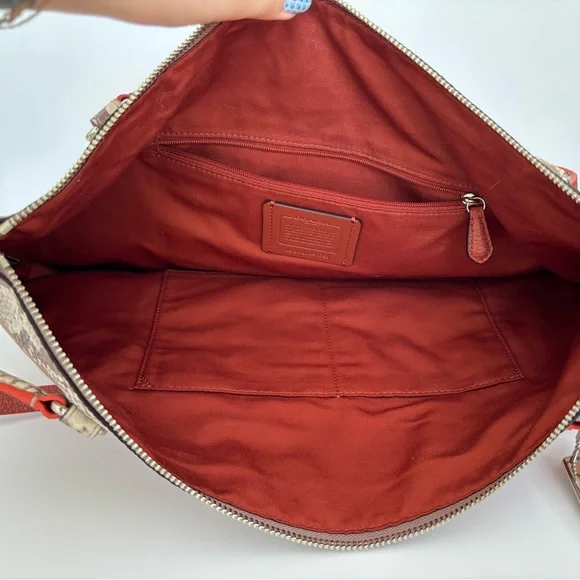 Coach Tyler Tote in Polished Pebble Leather with Python-Embossed Trim (F11759) - Picture 10 of 12